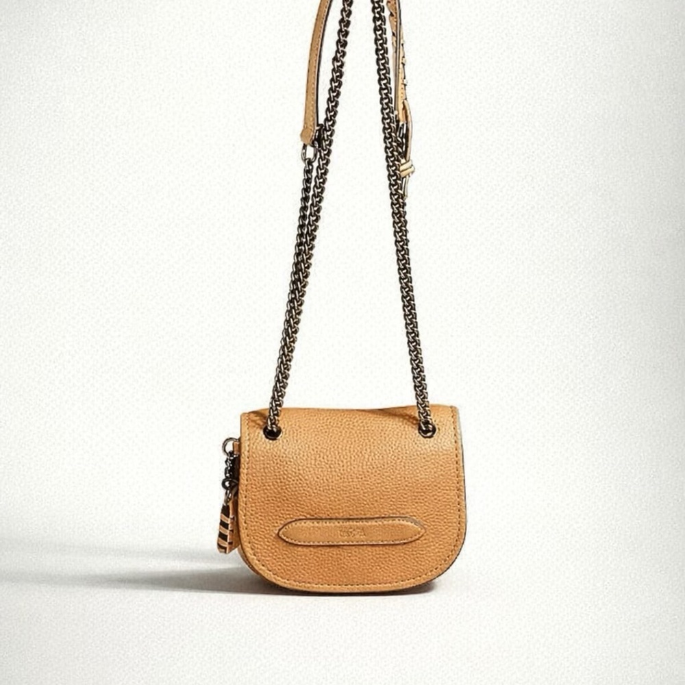 Coach Beige Leather Crossbody Bag with Chain - Picture 5 of 5